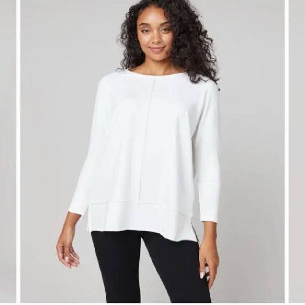 Spanx White Perfect Length Top Dolman 3/4 Sleeve Relaxed Fit Sweatshirt